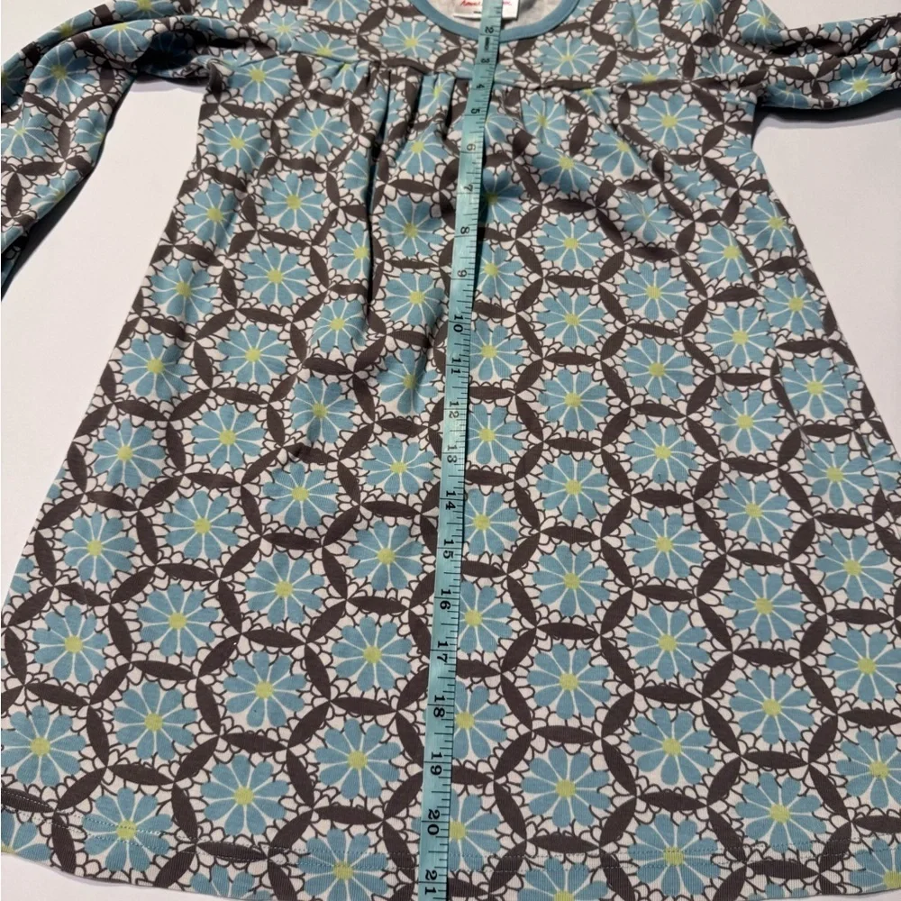 Hanna Andersson White Blue Floral Print Long Sleeve Dress Girls Size 110